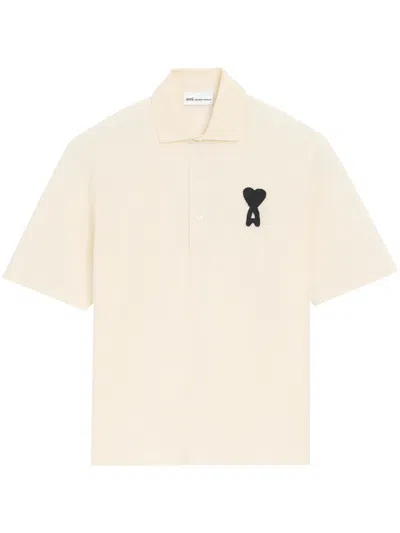Ami Alexandre Mattiussi Ami Paris Classic Polo Shirt With Embroidered Applique In White