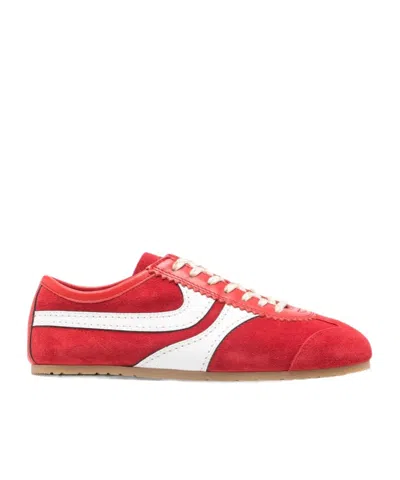 Dries Van Noten 70s Marathon Spirit Suede Low-top Sneakers In Red