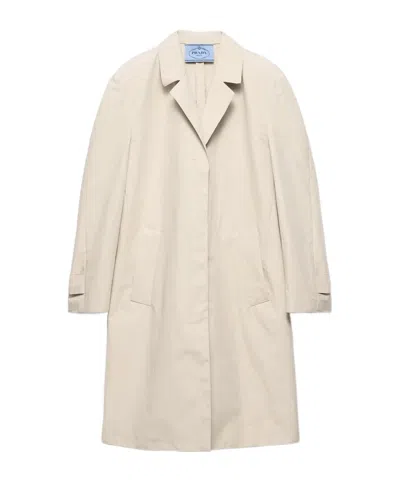 Prada Single-breasted Coat In Neutral