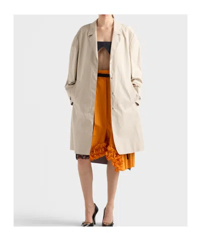 Prada Single-breasted Coat In Neutral