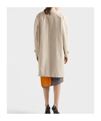 Prada Single-breasted Coat In Neutral