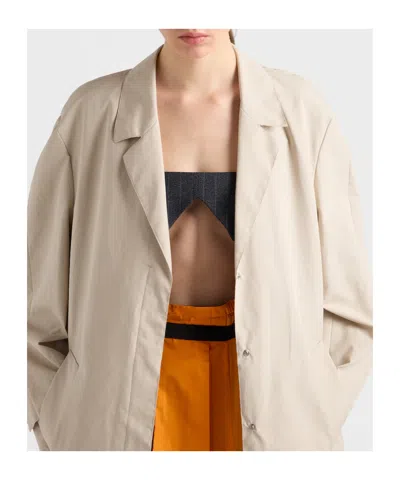 Prada Single-breasted Coat In Neutral