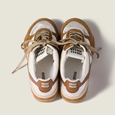 Miu Miu Gymnasium Sneakers In Technical Fabric And Suede In Yellow
