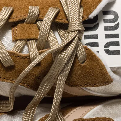 Miu Miu Gymnasium Sneakers In Technical Fabric And Suede In Yellow