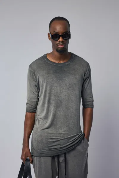 Thom Krom Ribbed Panel T-shirt In Gray