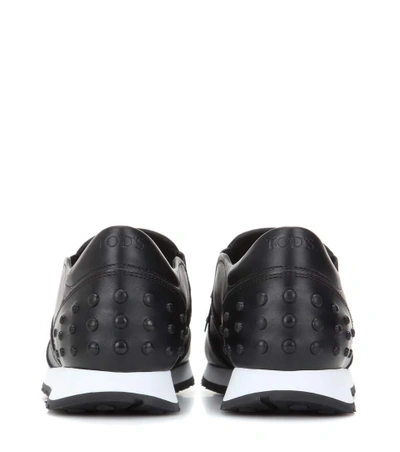 Shop Tod's Leather Sneakers In Eero