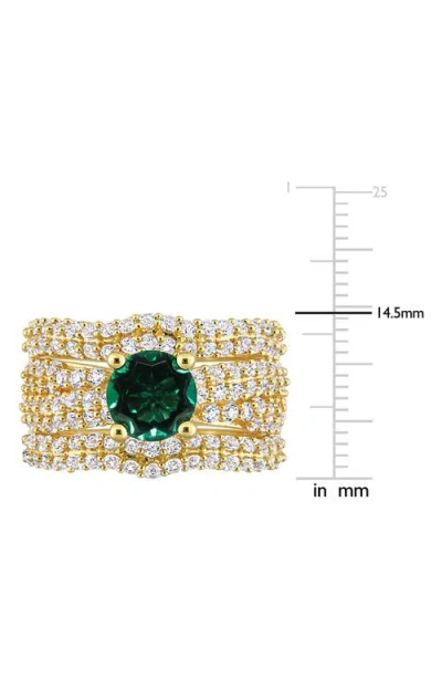 Delmar Created Emerald & Created Sapphire Stackable Ring Set In Green