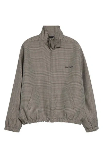 Courrèges Courreges Buckle Houndstooth Bomber Jacket Women In Gray