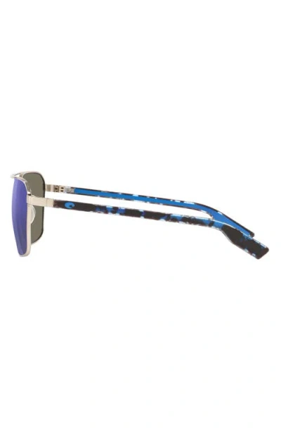 Costa Del Mar Wader 58mm Polarized Mirrored Rectangular Sunglasses In Blue