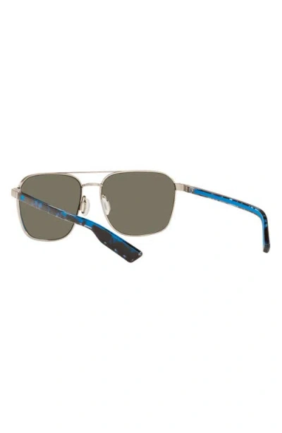 Costa Del Mar Wader 58mm Polarized Mirrored Rectangular Sunglasses In Blue