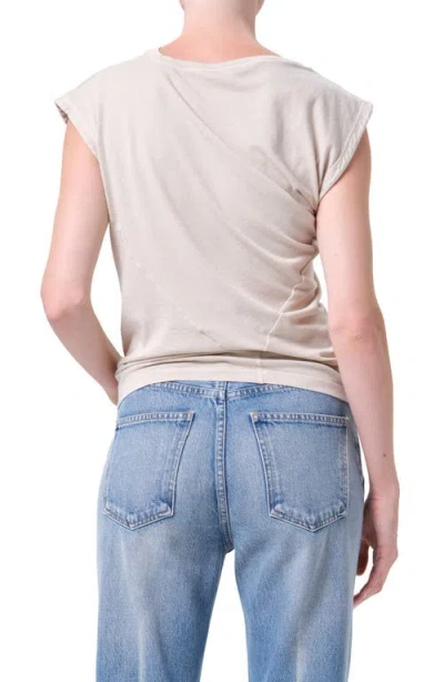 Agolde Beth Draped Organic Cotton-jersey T-shirt In Brown