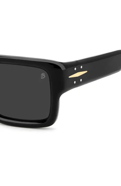 David Beckham Eyewear 53mm Rectangular Sunglasses In Black