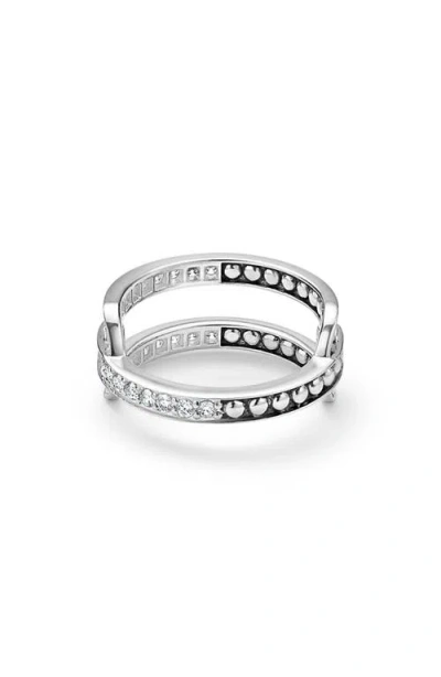 Lagos Caviar Spark Linear Diamond Ring In Silver