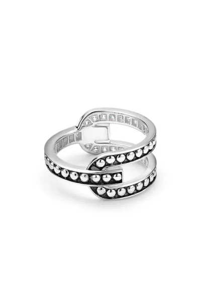 Lagos Caviar Spark Linear Diamond Ring In Silver