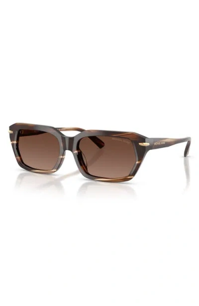 Michael Kors Lake Tahoe 54mm Gradient Polarized Rectangular Sunglasses In Brown