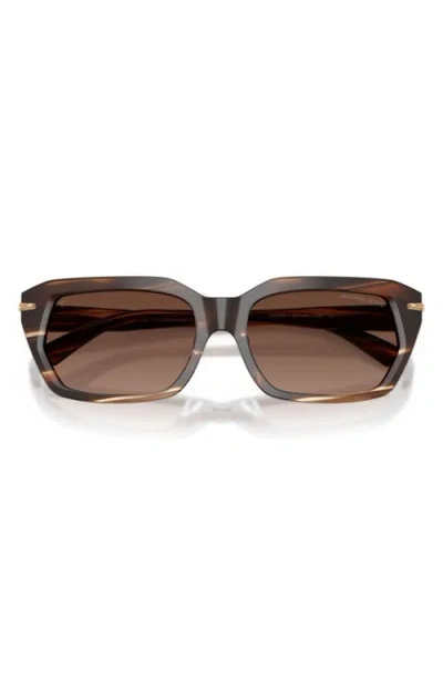 Michael Kors Lake Tahoe 54mm Gradient Polarized Rectangular Sunglasses In Brown