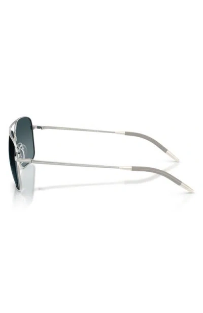 Oliver Peoples Clifton 58mm Polarized Gradient Rectangular Sunglasses In Silver