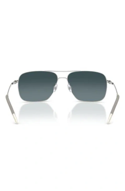 Oliver Peoples Clifton 58mm Polarized Gradient Rectangular Sunglasses In Silver