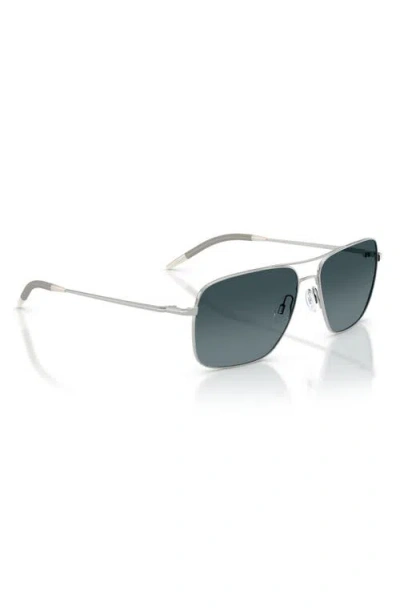Oliver Peoples Clifton 58mm Polarized Gradient Rectangular Sunglasses In Silver