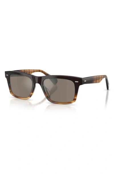 Oliver Peoples X Roger Federer Mr. Federer 55mm Polarized Rectangular Sunglasses In Brown