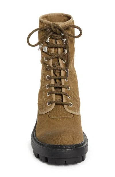 Prada Canvas Combat Boot In Brown