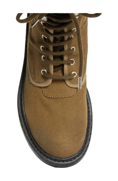 Prada Canvas Combat Boot In Brown