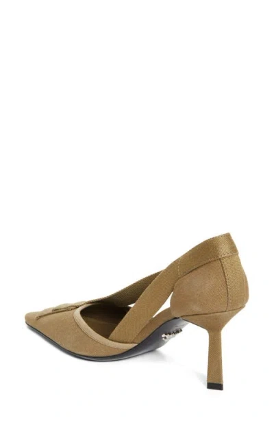 Prada Crossover Strap Pointed Toe Pump In Green