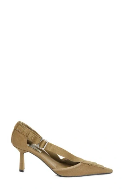 Prada Crossover Strap Pointed Toe Pump In Green