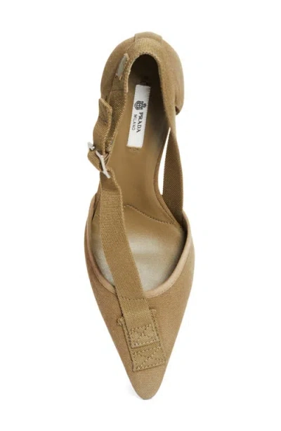 Prada Crossover Strap Pointed Toe Pump In Green