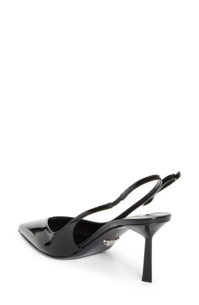 Prada Bow Ponted Toe Slingback Pump In Black