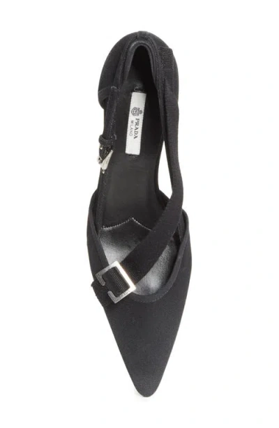Prada Kitten Heel Pointed Toe Pump In Black