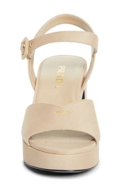 Prada 65mm Canvas Platform Sandals In Brown