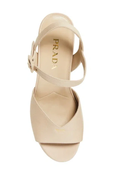 Prada 65mm Canvas Platform Sandals In Brown