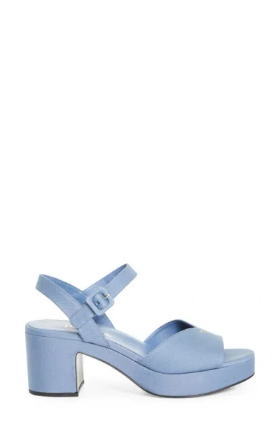 Prada 65mm Canvas Platform Sandals In Blue