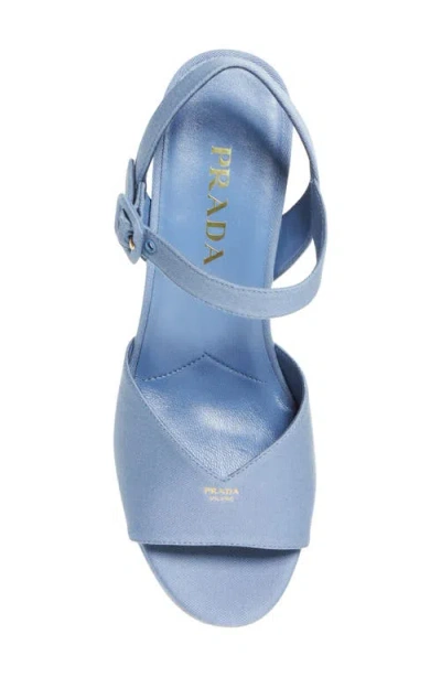 Prada 65mm Canvas Platform Sandals In Blue