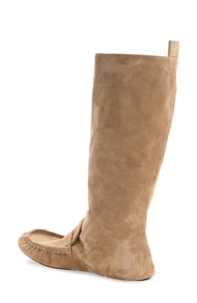 Acne Studios Bojan Slouch Suede Boots Beige In Animal Print