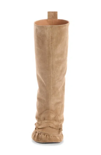 Acne Studios Bojan Slouch Suede Boots Beige In Animal Print