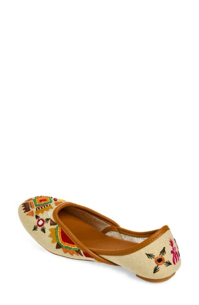 Fuchsia Embroidered Jutti Flat In Multi