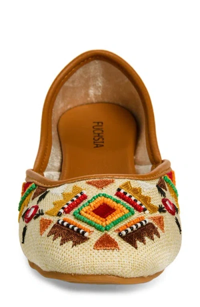 Fuchsia Embroidered Jutti Flat In Multi