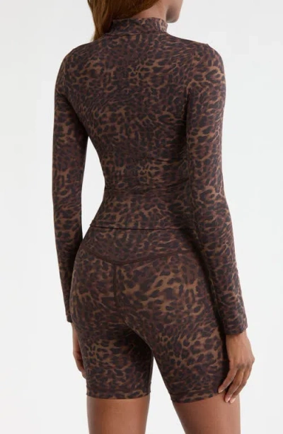 Mpg Leopard Print Long Sleeve Top In Multi