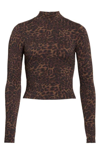 Mpg Leopard Print Long Sleeve Top In Multi