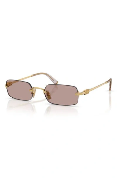 Miu Miu 50mm Rectangular Sunglasses In Gold