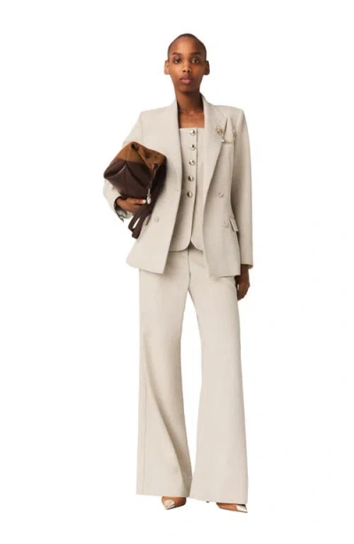 Maje Suit Jacket With Brooch In Neutral