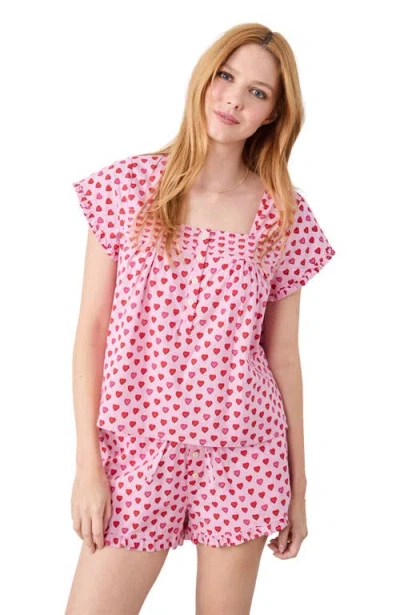 Printfresh Pintuck Short Set In Pink