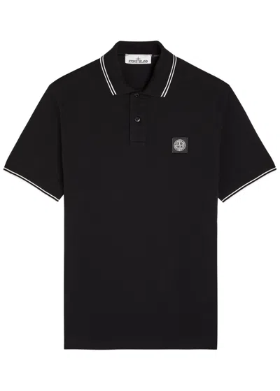 Stone Island Mens Black Brand-patch Regular-fit Stretch-cotton Polo Shirt Xl In Black