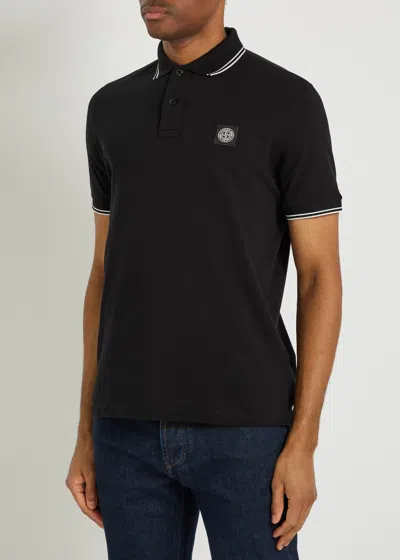 Stone Island Mens Black Brand-patch Regular-fit Stretch-cotton Polo Shirt Xl In Black