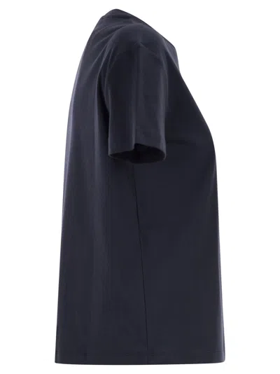 Max Mara Navy Blue Crew Neck T-shirt In Blue