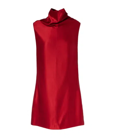 Khaite Women Red Turtle Neck Mini Dress, S Luxury Dresses For Women Darveys In Burgundy