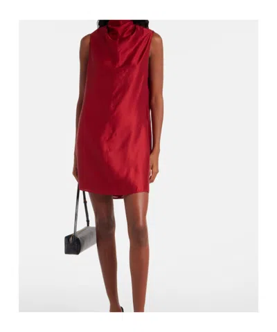 Khaite Women Red Turtle Neck Mini Dress, S Luxury Dresses For Women Darveys In Burgundy