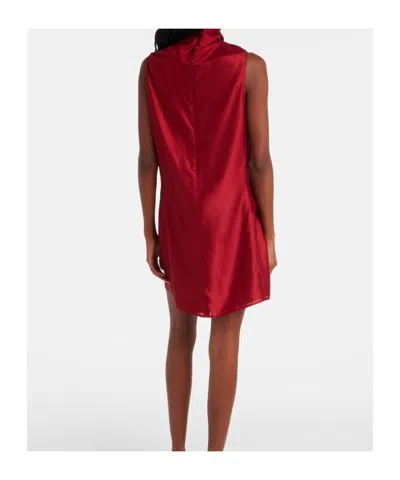 Khaite Women Red Turtle Neck Mini Dress, S Luxury Dresses For Women Darveys In Burgundy